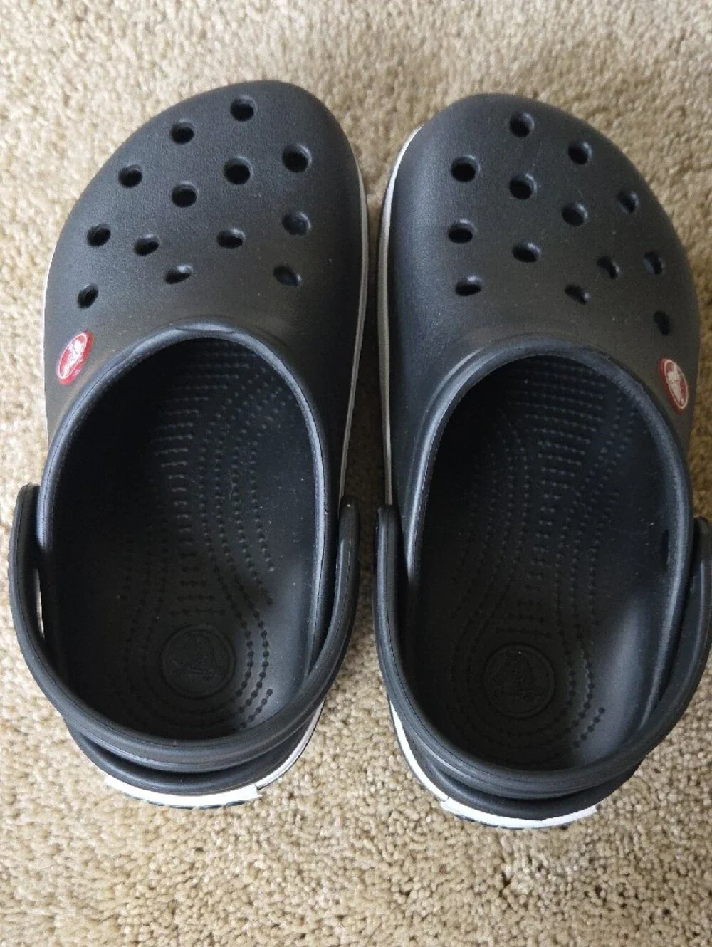 CROCS Kids Black Clog with White Stripe Sole